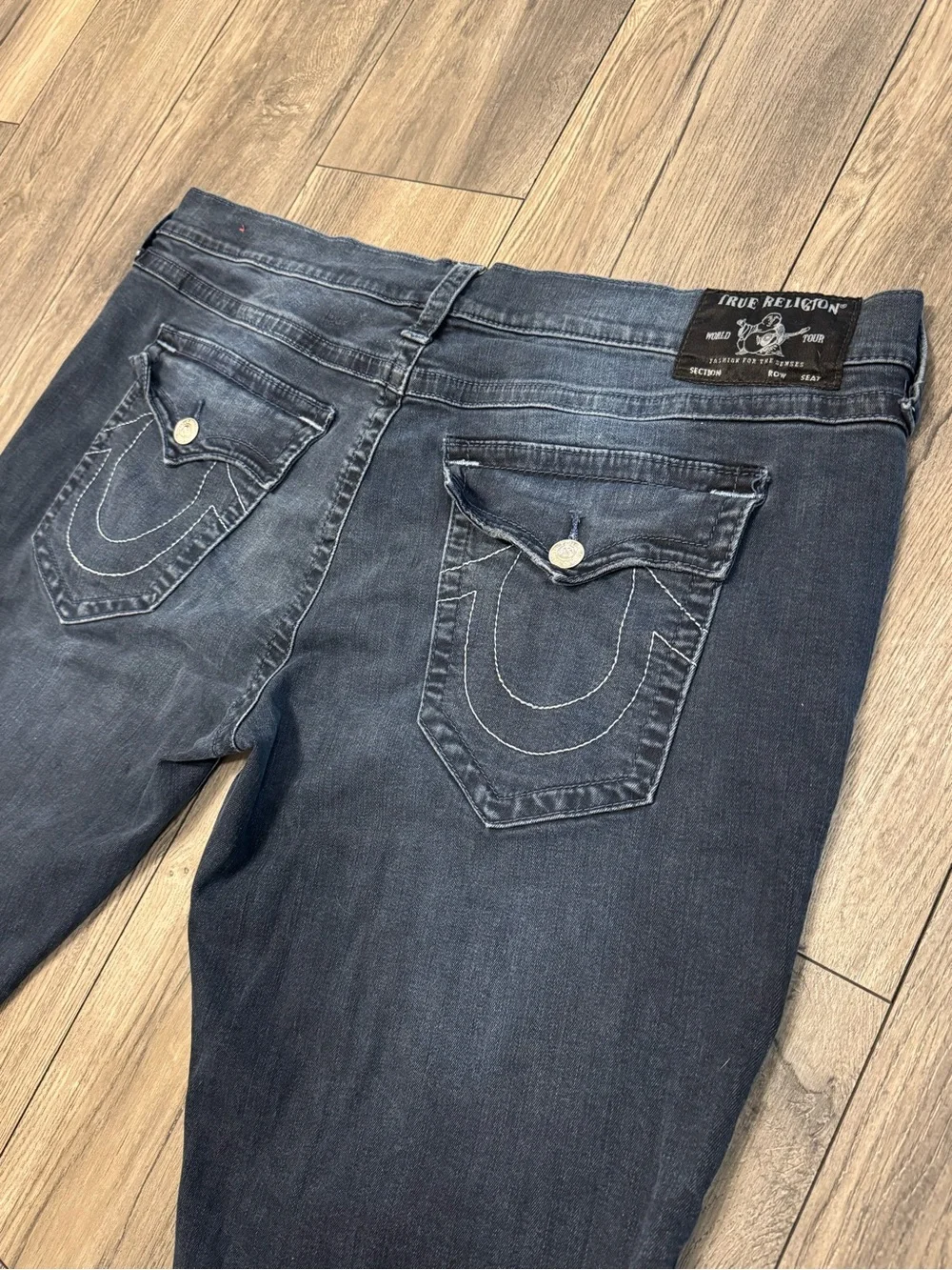 True Religion Geno Relaxed Slim Jeans Mens 44 Dark Wash Stretch Denim